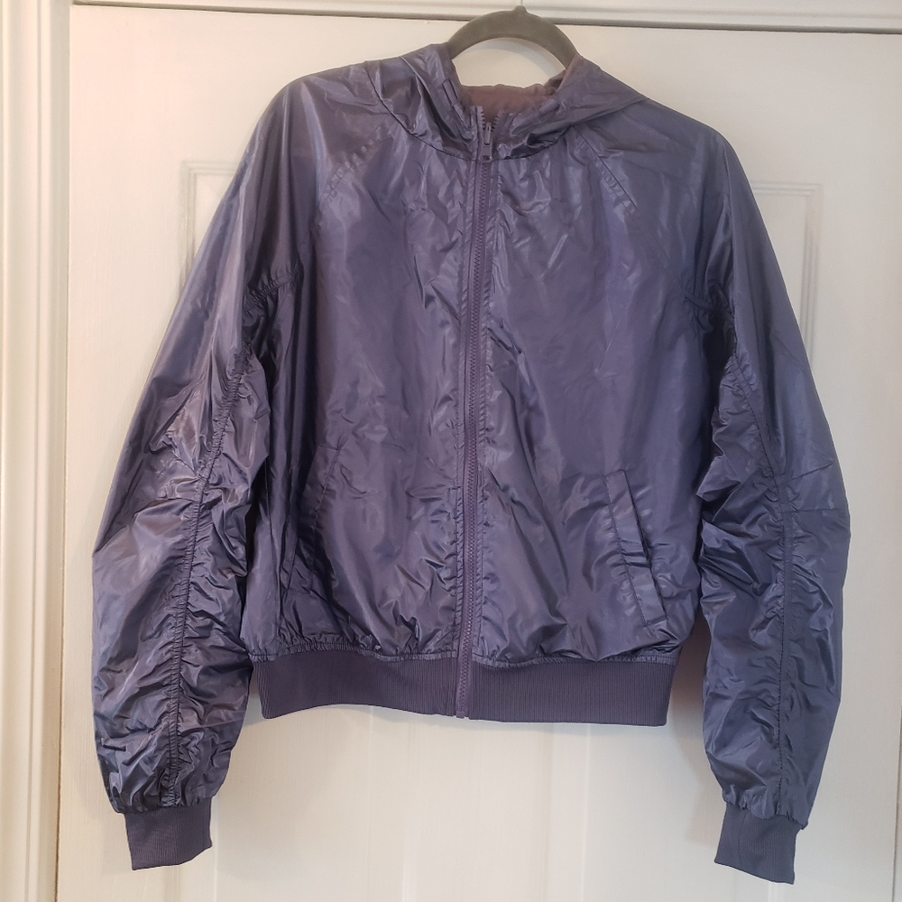 Reversible Metallic Purple Jacket with Hood